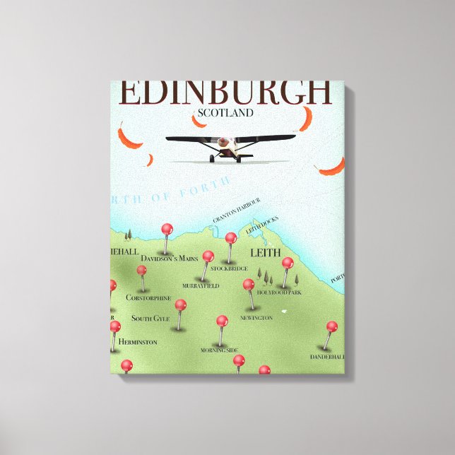 Lienzo Póster de mapa de estilo vintage de Edimburgo Esco (Anverso)