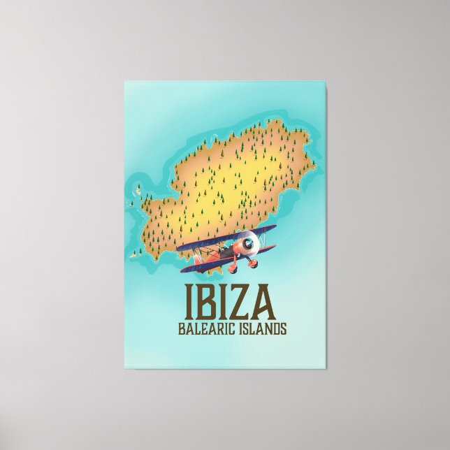 Lienzo Poster de mapa de las islas Baleares de Ibiza (Anverso)