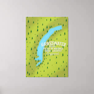 Lienzo Póster de mapa de viaje del embalse de Haweswater.