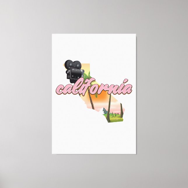Lienzo Poster de mapas de California USA (Anverso)