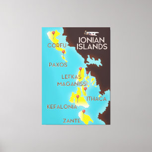 Lienzo Poster de mapas de las islas Jónicas.