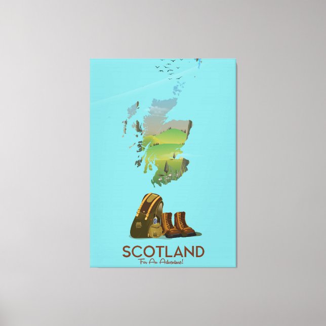 Lienzo Poster de mapas de viajes de senderismo de Escocia (Anverso)