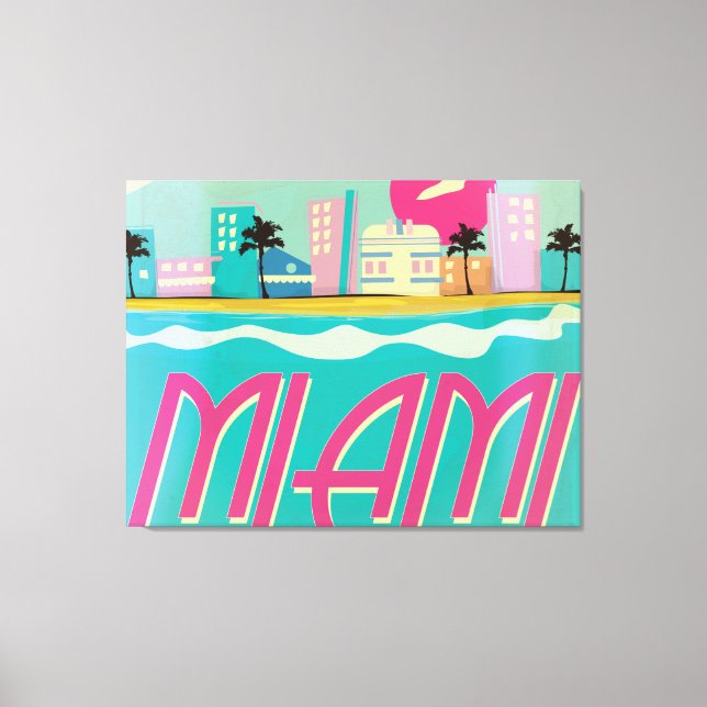 Lienzo Poster de Miami de los años 80 (Anverso)