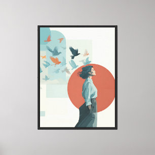 Lienzo Póster de mujer vintage surrealista para decoració