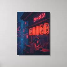 Póster de Noche de Ramen Cyberpunk – Ciudad Japone