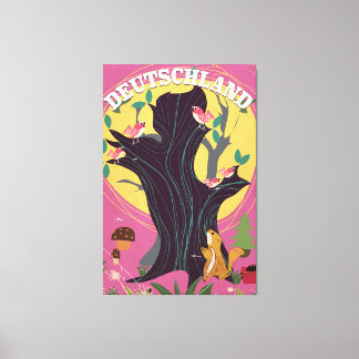 Lienzo Póster de paisaje de dibujos animados vintage de D
