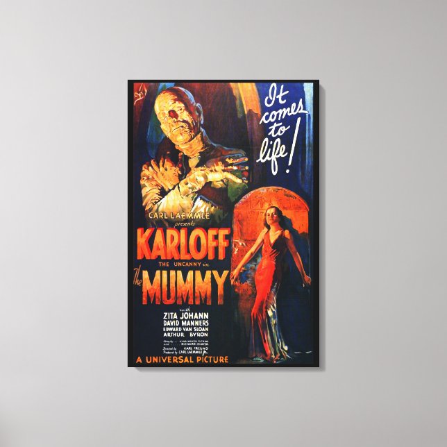 Lienzo Póster de película de monstruos La Momia (Anverso)