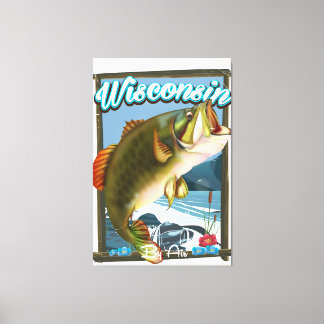 Lienzo Póster de pesca del estado de Wisconsin