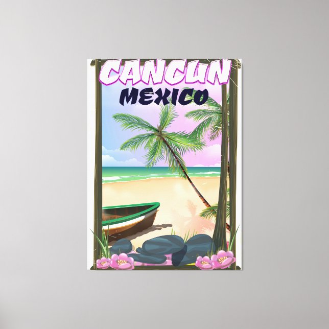 Lienzo Póster de playa Cancun México. (Anverso)