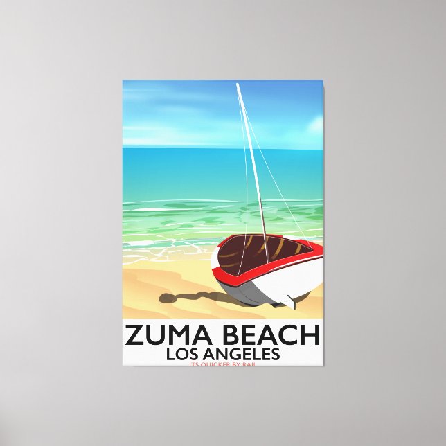 Lienzo Poster de playa del Zuma Beach LA Rail (Anverso)