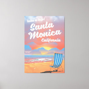 Lienzo Poster de playa vintage de Santa Mónica California