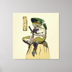 Lienzo Poster de rana Samurai Ternera impresa en papel de