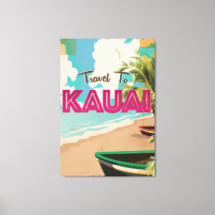 Lienzo Póster de vacaciones antiguas de Kauai