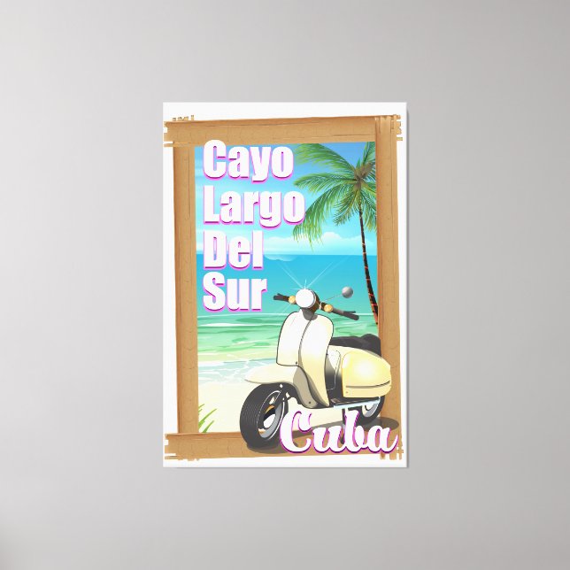 Lienzo Póster de vacaciones cubanas en Cayo Largo del Sur (Anverso)