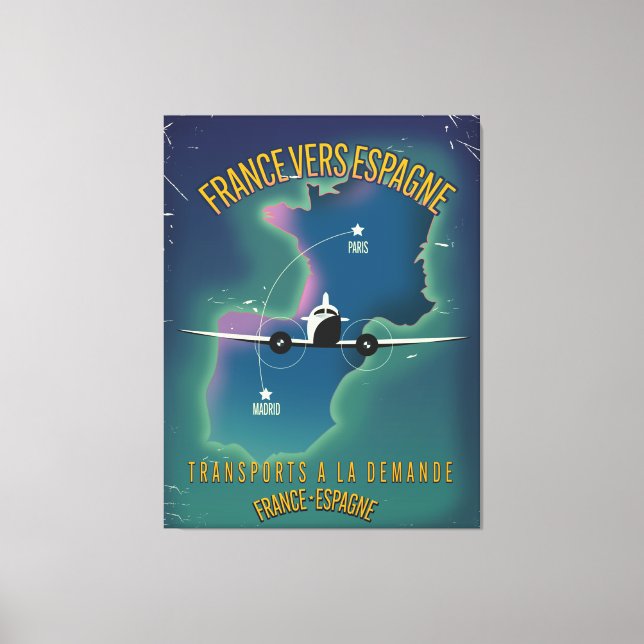 Lienzo Poster de vacaciones de Francia a España (Anverso)