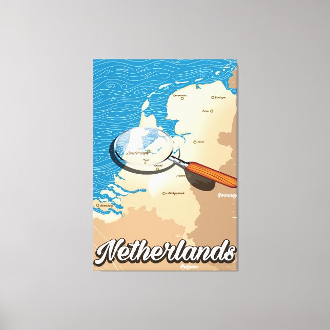 Lienzo Póster de vacaciones de mapa antiguo de Países Baj (Anverso)
