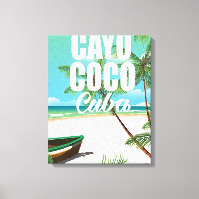Lienzo Póster de vacaciones de playa cubanas en Cayo Coco (Anverso)