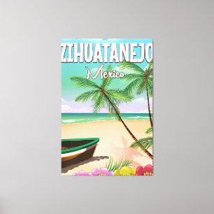 Lienzo Póster de vacaciones de playa mexicanas en Zihuata
