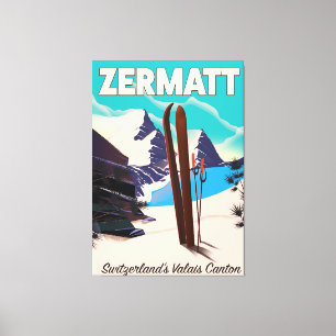 Lienzo Poster de vacaciones de Zermatt Ski