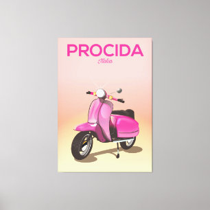 Lienzo Poster de vacaciones en scooter de Procida Italia