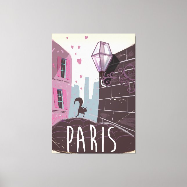 Lienzo Póster de vacaciones retro París (Anverso)