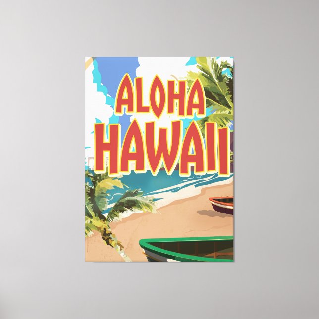Lienzo Póster de viaje a Aloha Hawaii (Anverso)