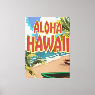 Lienzo Póster de viaje a Aloha Hawaii