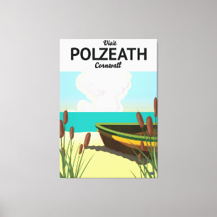 Lienzo Póster de viaje a la costa de Polzeath, Cornualles
