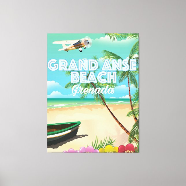 Lienzo Póster de viaje a la playa de Grand Anse de Granad (Anverso)