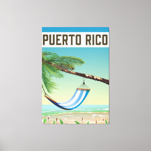 Lienzo Póster de viaje a la playa de Puerto Rico.