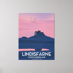 Lienzo Póster de viaje al castillo de Lindisfarne Northum
