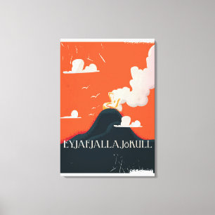 Lienzo Póster de viaje al volcán Eyjafjallajökull