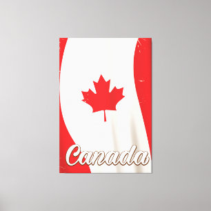 Lienzo Poster de viaje con bandera de Canadá