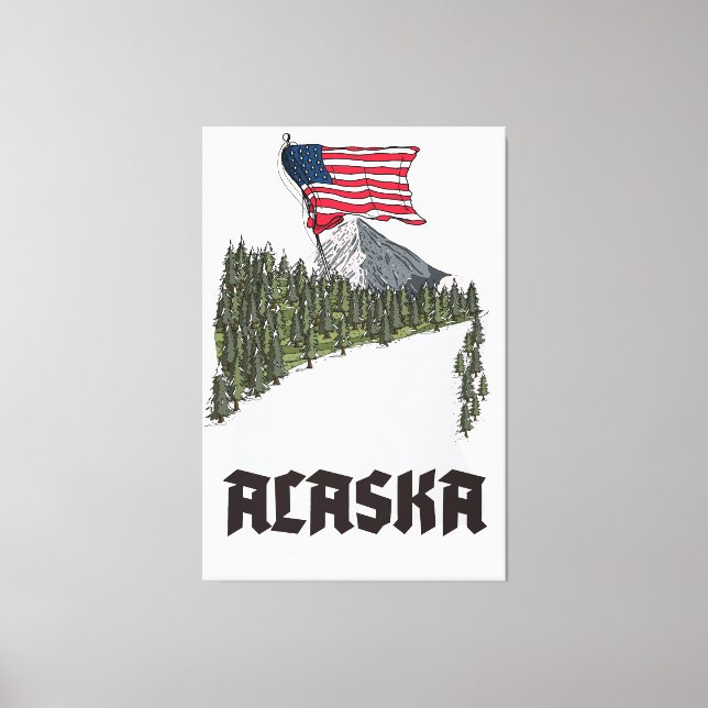 Lienzo Póster de viaje de Alaska (Anverso)