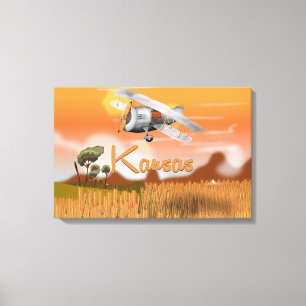 Lienzo "Póster de viaje de campo de trigo vintage Kansas"
