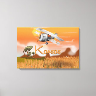 Lienzo "Póster de viaje de campo de trigo vintage Kansas"