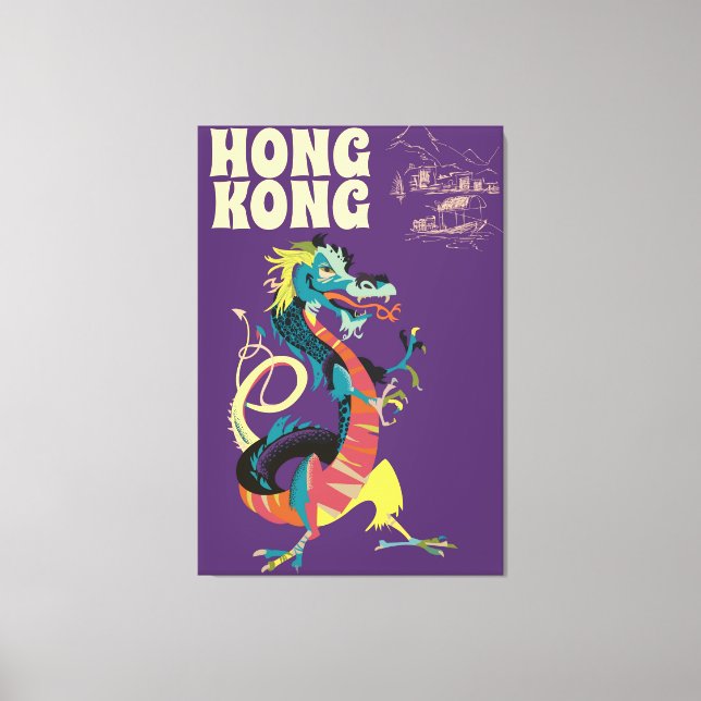 Lienzo Poster de viaje de Dragon de Hong Kong (Anverso)