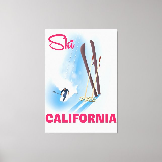 Lienzo Póster de viaje de esquí California (Anverso)