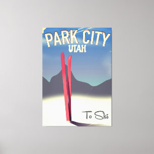 Lienzo Póster de viaje de esquí de Park City Utah