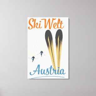 Lienzo Póster de viaje de esquí Skiwelt Austria