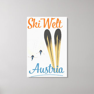Lienzo Póster de viaje de esquí Skiwelt Austria