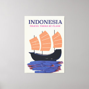 Lienzo Póster de viaje de estilo vintage de Indonesia