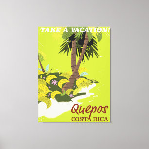 Lienzo Póster de viaje de estilo vintage de Quepos Costa