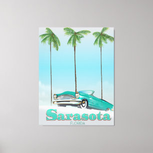 Lienzo Póster de viaje de estilo vintage de Sarasota Flor