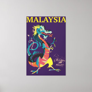 Lienzo Póster de viaje de estilo vintage del dragón de Ma