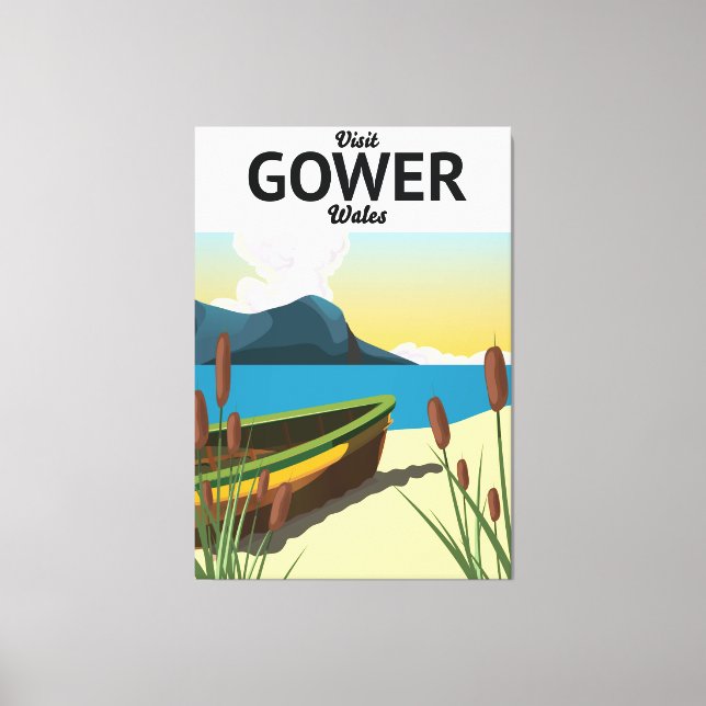 Lienzo Póster de viaje de Gower Gales (Anverso)