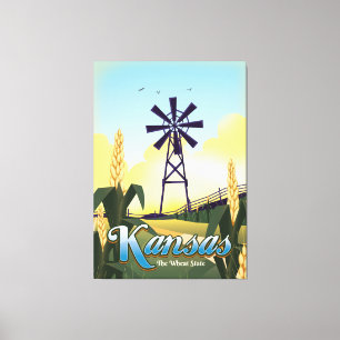Lienzo Póster de viaje de Kansas "el Estado del Trigo".
