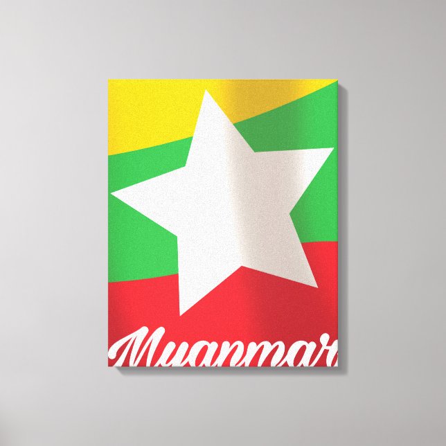 Lienzo Póster de viaje de la bandera de Myanmar (Anverso)