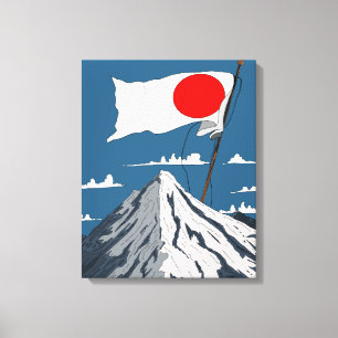 Lienzo Póster de viaje de la bandera japonesa