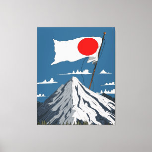 Lienzo Póster de viaje de la bandera japonesa